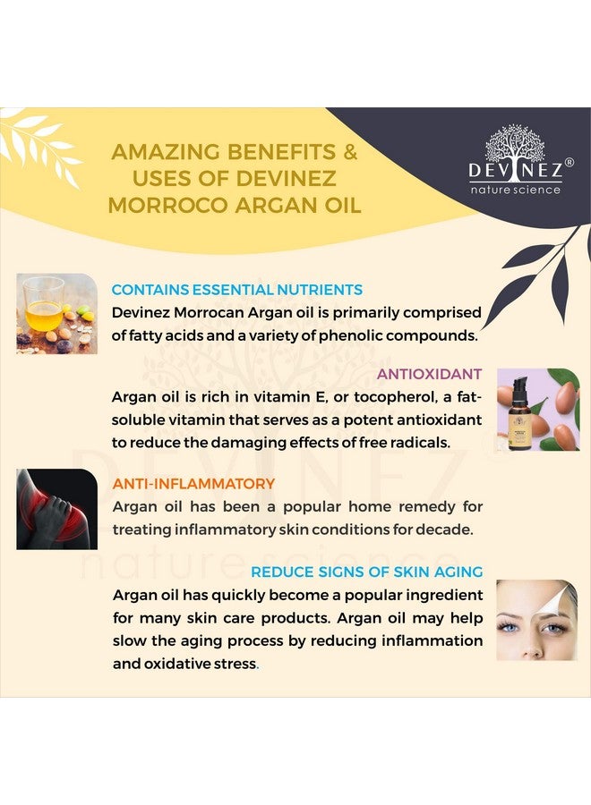 Devinez Moroccan Argan (Argania Spinosa) Cold-Pressed Oil, 1000ml - 100% Pure Natural, Undiluted For Hair Nourishment, Face, Skin, Body Care Nails & 100% Natural Moisturizer - Image 3
