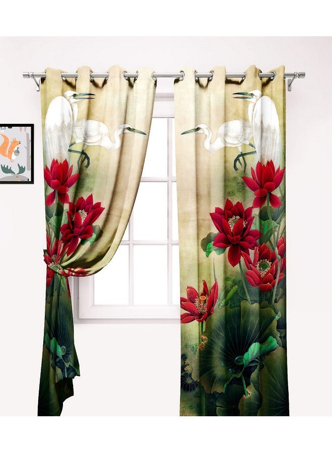 Ultimate Trends 570 GSM Heavy Duty Premium Blackout Curtains with Tie Back and Diamond Eyelets Set of 2 Panels (Door 8 FEET, Floral Beige) - Image 5