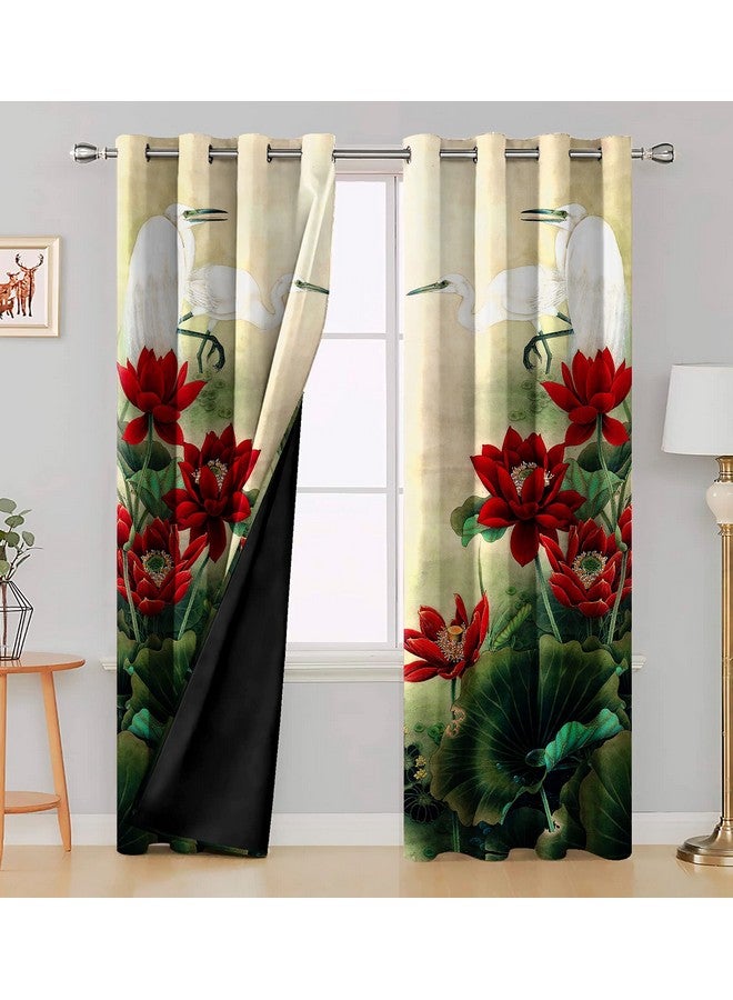 Ultimate Trends 570 GSM Heavy Duty Premium Blackout Curtains with Tie Back and Diamond Eyelets Set of 2 Panels (Door 8 FEET, Floral Beige) - Image 1
