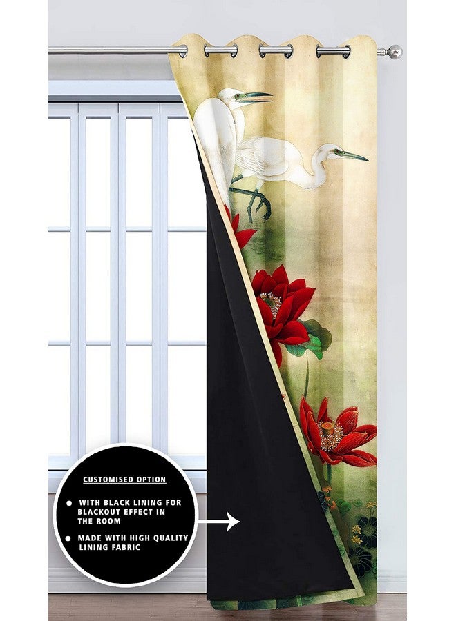 Ultimate Trends 570 GSM Heavy Duty Premium Blackout Curtains with Tie Back and Diamond Eyelets Set of 2 Panels (Door 8 FEET, Floral Beige) - Image 4