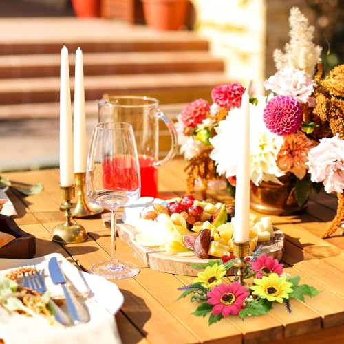 Maysing 4 Pcs Summer Candle Rings Wreaths 3. 15 Inch Center Floral Pillar Candle Rings Artificial Gerbera Daisy Flowers Table Centerpieces Summer Small Wreaths for Tapers Wedding Party - Image 5