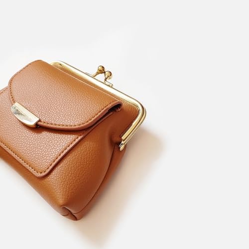 Lavogel Coin Purse With Credit Card Slot, Kiss Lock Coin Purse for Women, Large Capacity Coin Pouch, Change Purse Cute Car Coin Holder for Women (2-Brown) - Image 4