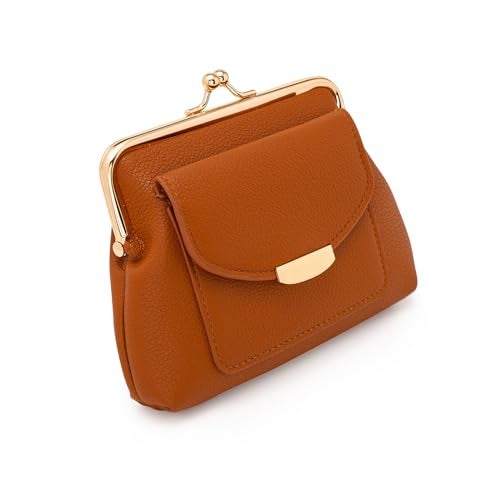Lavogel Coin Purse With Credit Card Slot, Kiss Lock Coin Purse for Women, Large Capacity Coin Pouch, Change Purse Cute Car Coin Holder for Women (2-Brown) - Image 2