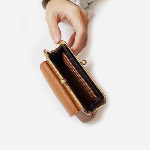 Lavogel Coin Purse With Credit Card Slot, Kiss Lock Coin Purse for Women, Large Capacity Coin Pouch, Change Purse Cute Car Coin Holder for Women (2-Brown) - Image 3