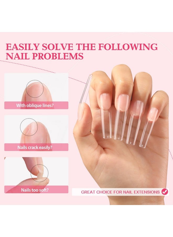 UNA GELLA - Xxl Long Square Nails Tips 216 Pcs No C Curve Straight Nail Tips Full Cover Square Gel X Tips Extra Long Nail Tips Clear False Fake Nails Gel Nail Extension For Nail Salon Home Diy 12 Sizes - Image 1
