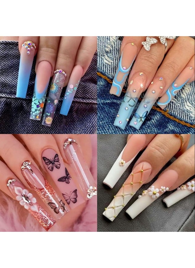 UNA GELLA - Xxl Long Square Nails Tips 216 Pcs No C Curve Straight Nail Tips Full Cover Square Gel X Tips Extra Long Nail Tips Clear False Fake Nails Gel Nail Extension For Nail Salon Home Diy 12 Sizes - Image 1