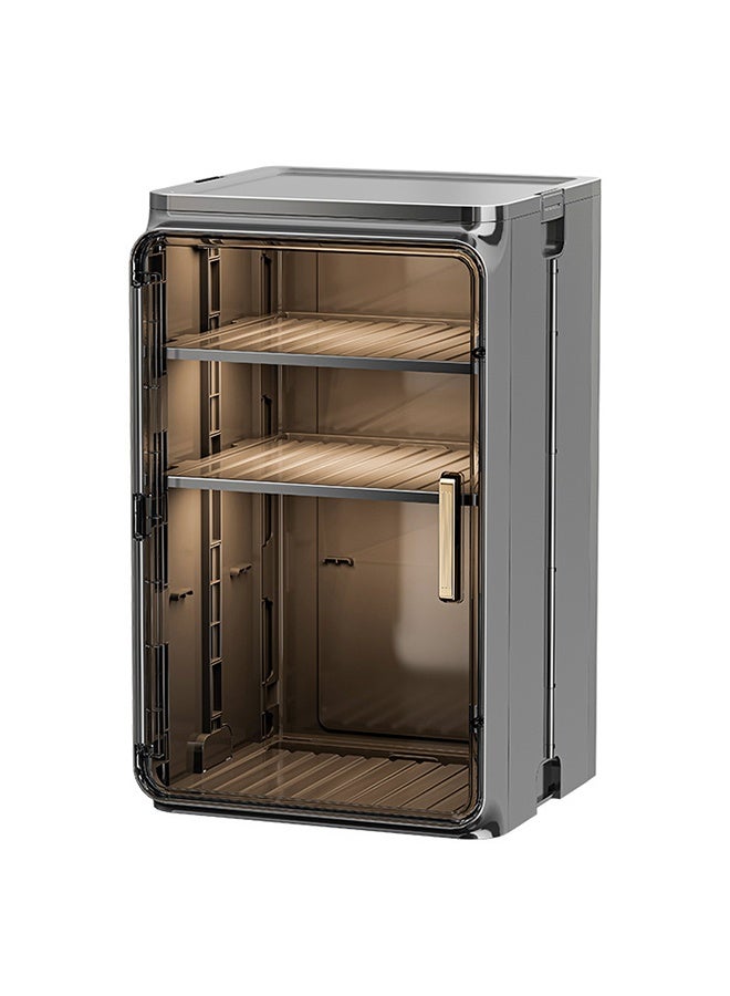 كوزينيست حامل أكواب وأطباق قابل للطي لسطح المطبخ، منظم أكواب القهوة والأوعية مع حامل تجفيف، حامل أكواب الشاي والكؤوس المقاومة للغبار، حامل أطباق وأكواب قابل للطي وموفر للمساحة أسود - Image 2