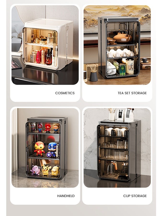 كوزينيست حامل أكواب وأطباق قابل للطي لسطح المطبخ، منظم أكواب القهوة والأوعية مع حامل تجفيف، حامل أكواب الشاي والكؤوس المقاومة للغبار، حامل أطباق وأكواب قابل للطي وموفر للمساحة أسود - Image 4