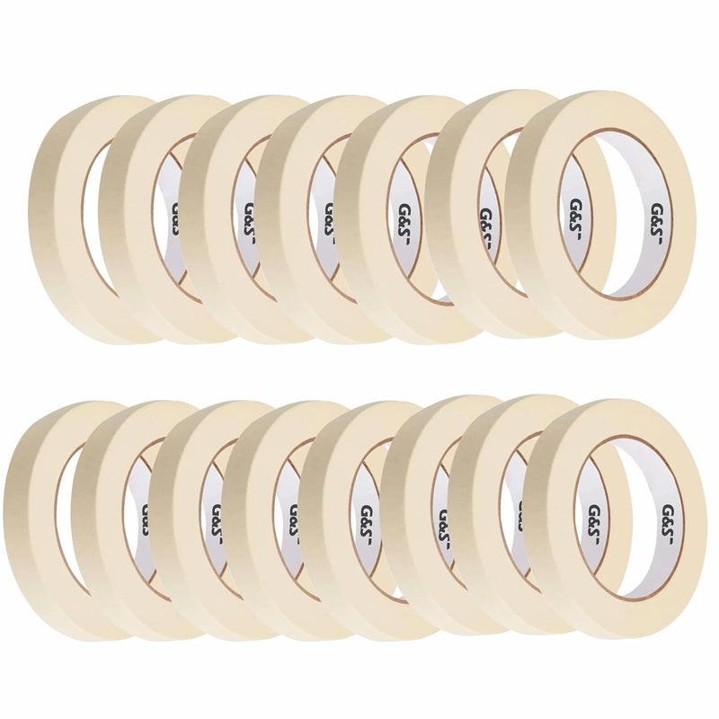 GS Masking Tape for Painting I Painter Tape - Easy to Tear, 1st choice for Carpenter, Artists, Labelling and Painting. Leaves no residue (Width- 25mm/1 Inch x 20 meter in length) (15) - Image 1