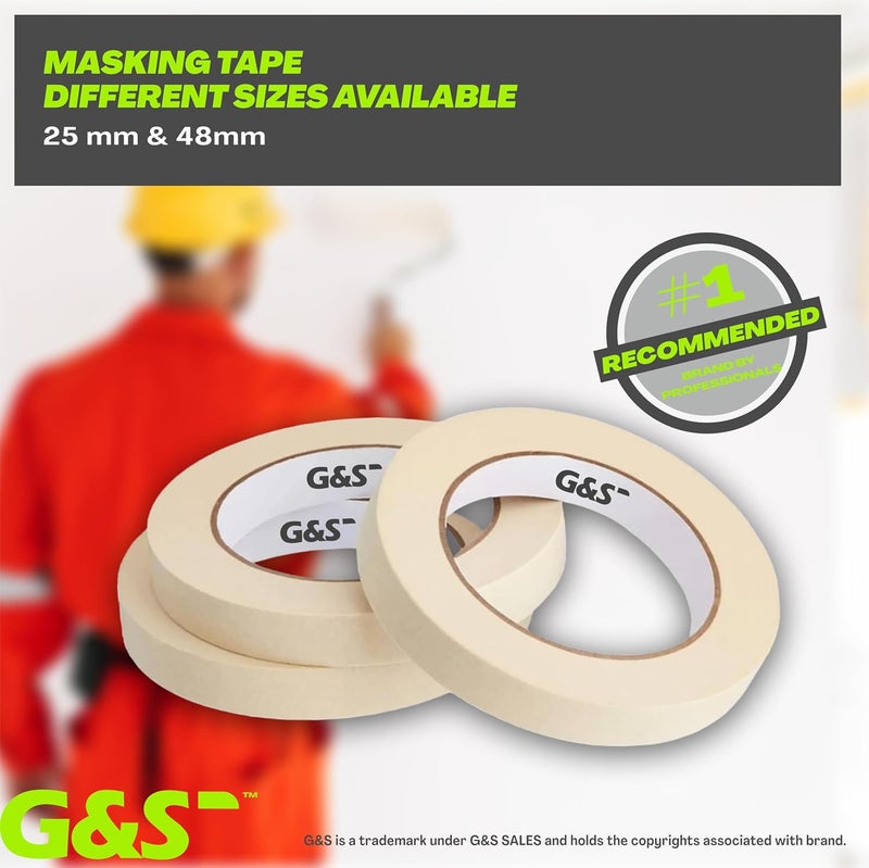 GS Masking Tape for Painting I Painter Tape - Easy to Tear, 1st choice for Carpenter, Artists, Labelling and Painting. Leaves no residue (Width- 25mm/1 Inch x 20 meter in length) (15) - Image 4