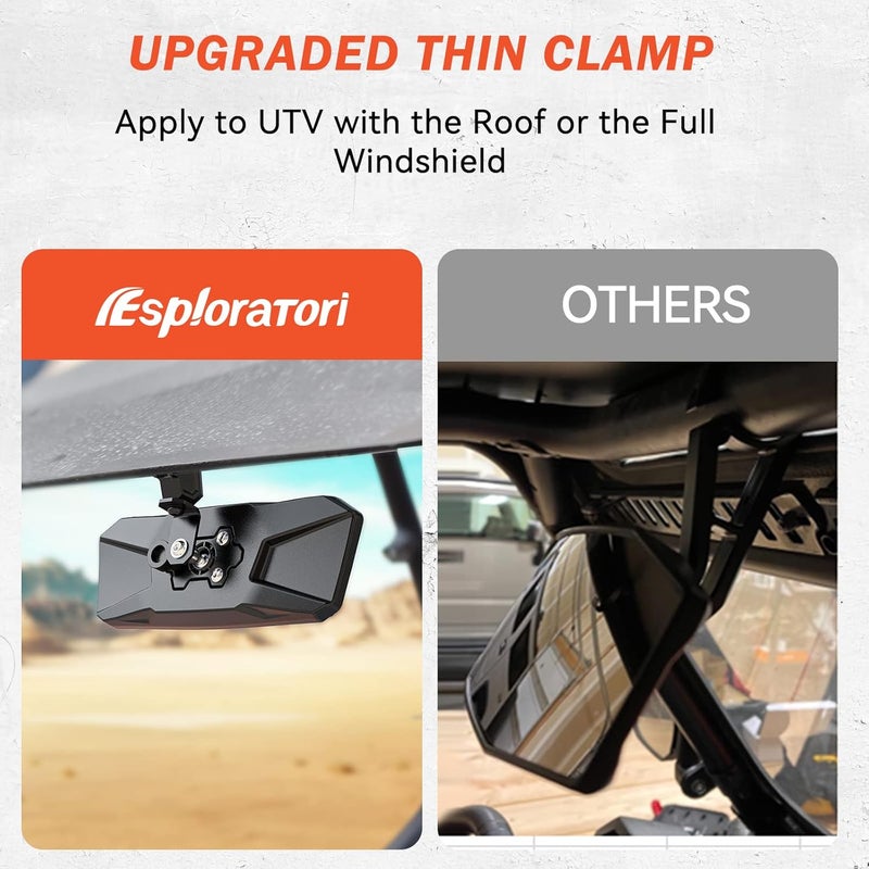 Esploratori UTV Rear View Mirror with Adjustable Clamp for Polaris RZR, Can Am Maverick X3, and More - Image 5