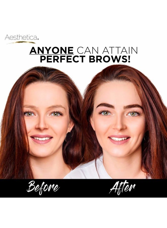Aesthetica مجموعة تحديد الحواجب 16 قطعة - طقم مكياج الحواجب مع 6 مساحيق حواجب، 5 قوالب حواجب، فرشاة مزدوجة، ملاقط، شمع حواجب، هايلايتر - هدايا فريدة للنساء في عيد ميلادهن - Image 5