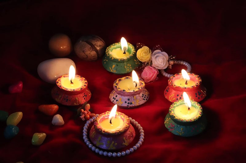 Nrson Nrson Decorative Traditional Terracotta MATKI Diya Deepak for Diwali Navratri Festival PUJA Set of 20 Multicolor - Image 2