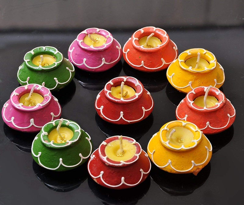 Nrson Nrson Decorative Traditional Terracotta MATKI Diya Deepak for Diwali Navratri Festival PUJA Set of 20 Multicolor - Image 5
