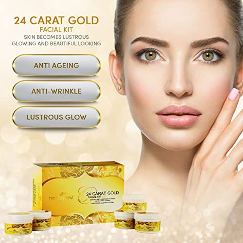 Herbal Tree Herbaltree 24 Carat Gold Facial kit For Anti-Ageing, Radiance & Instant Glow with Gold Dust & Vitamin E for Brighter Skin | Suitable for Women & Men (525 gm +5 ml) - Image 2