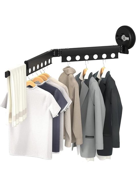 Jukkre Clothes Drying Rack Wall Mounted with Suction CupLaundry Drying Rack with Towel Bar Foldable Custom Cloths Hanger Space Saving Cloths Stand for Household