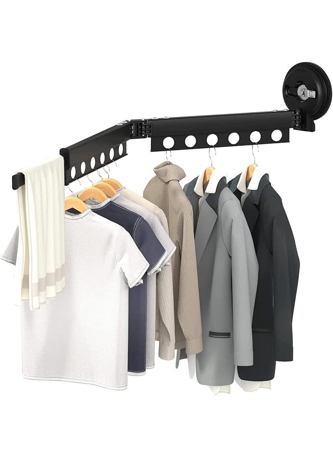 Jukkre - Jukkre Clothes Drying Rack Wall Mounted with Suction CupLaundry Drying Rack with Towel Bar Foldable Custom Cloths Hanger Space Saving Cloths Stand for Household - Image 1