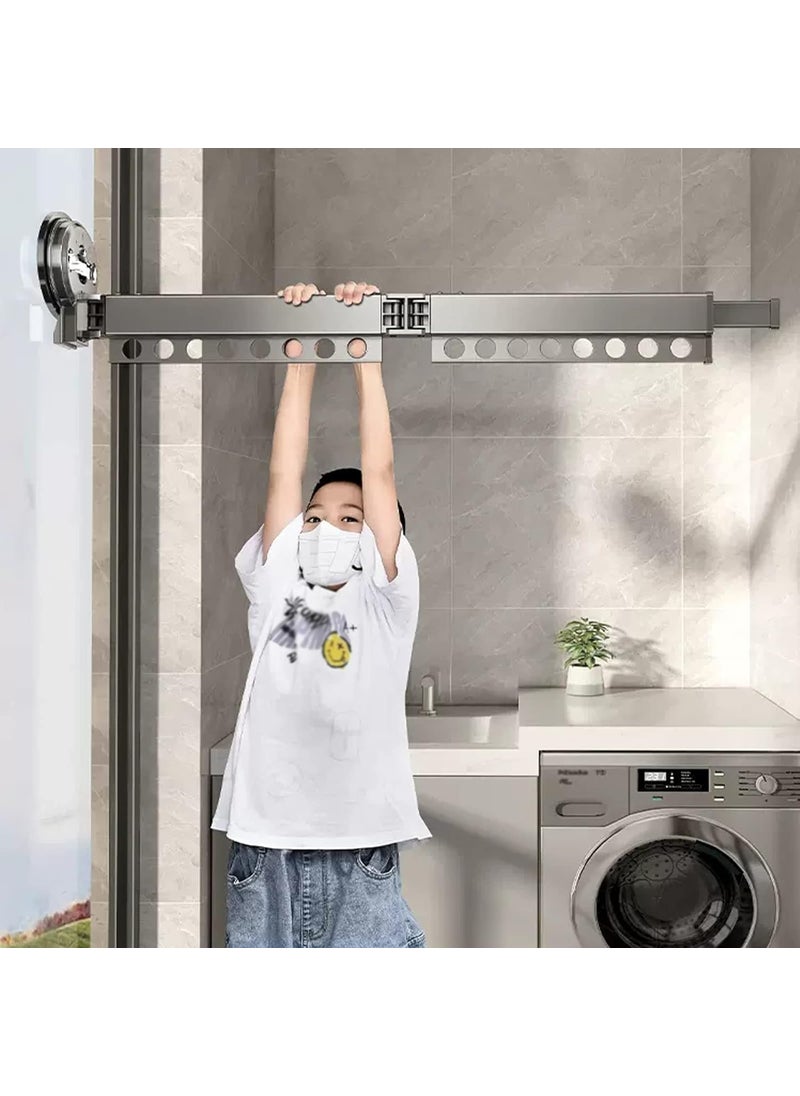 Jukkre - Jukkre Clothes Drying Rack Wall Mounted with Suction CupLaundry Drying Rack with Towel Bar Foldable Custom Cloths Hanger Space Saving Cloths Stand for Household - Image 1