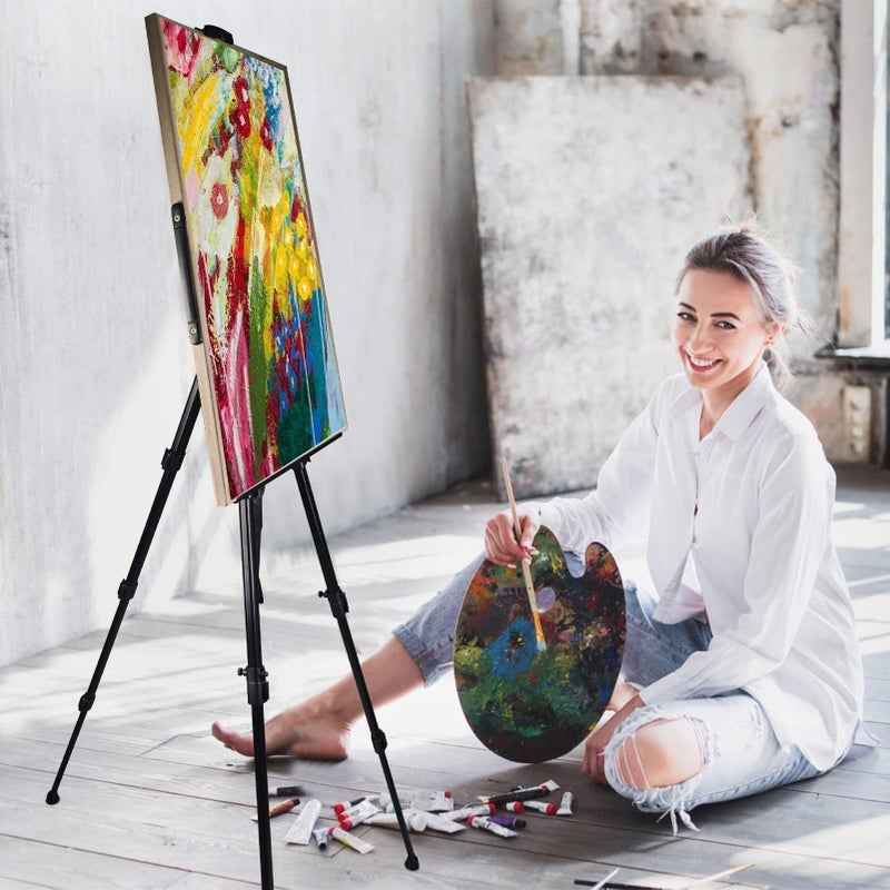 Ns Jymb Art Painting Display Artist Easel Stand,Ns Jymb Portable Metal Adjustable Easels for Painting Canvases Height from 17 to 66 Inch - Carry Bag for Table-Top/Floor Displaying and Wedding Signs - Black - Image 3