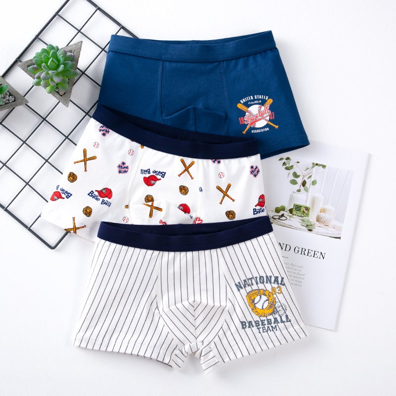 Boys underwear childrens cotton 50 boxers boys boxer shorts middle and big childrens triangle underwear childrens cartoon N502# boxers/3 Pack 