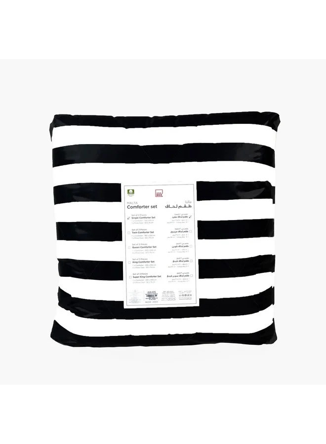 Home Box Malta 2-Piece Striped Printed Cotton Single Comforter Set 220 x 135 cm