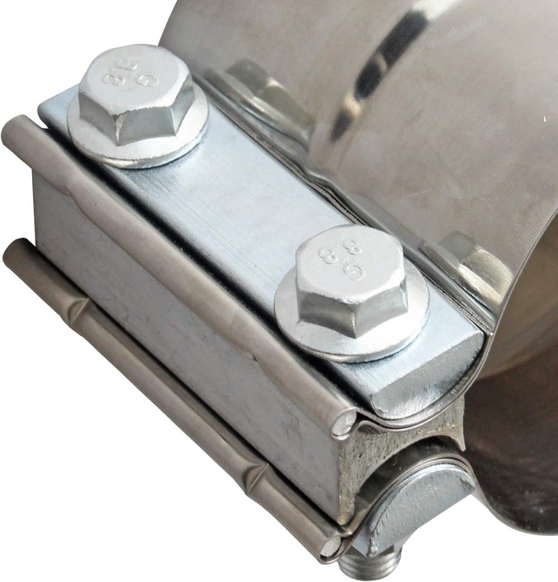 LEDAUT Exhaust Clamps Band Clamp 3" Lap Joint - Stainless Steel Lap Joint Exhaust Band Clamp with 1 Block 2Pcs for 3" Od to 3" Id Exhaust Pipe, Muffler, Elbow and Exhaust Tubing Connection(2 Pack) - Image 5
