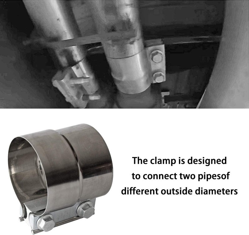 LEDAUT Exhaust Clamps Band Clamp 3" Lap Joint - Stainless Steel Lap Joint Exhaust Band Clamp with 1 Block 2Pcs for 3" Od to 3" Id Exhaust Pipe, Muffler, Elbow and Exhaust Tubing Connection(2 Pack) - Image 4