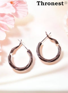 Thronest Thronest Sterling Silver Earrings, Elegant and Simple Women's Hoop Earrings, Minimalist Single Hoop Design,  Lightweight and Hypoallergenic Jewelry for Daily Wear Or Gifts  - Image 2