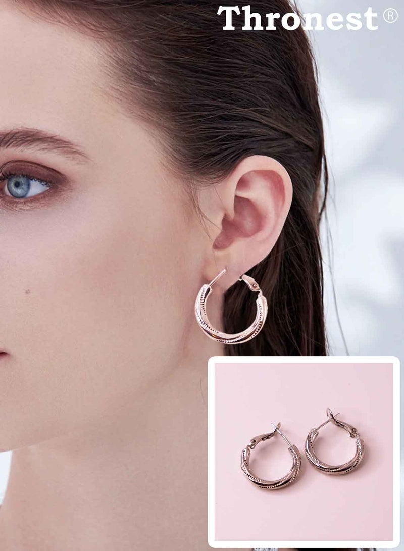 عرش أقراط من الفضة الإسترليني من ثرونست، أقراط طوق نسائية أنيقة وبسيطة، تصميم طوق واحد بسيط، مجوهرات خفيفة الوزن ومضادة للحساسية للارتداء اليومي أو الهدايا - Image 1