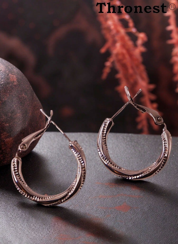 عرش أقراط من الفضة الإسترليني من ثرونست، أقراط طوق نسائية أنيقة وبسيطة، تصميم طوق واحد بسيط، مجوهرات خفيفة الوزن ومضادة للحساسية للارتداء اليومي أو الهدايا - Image 5