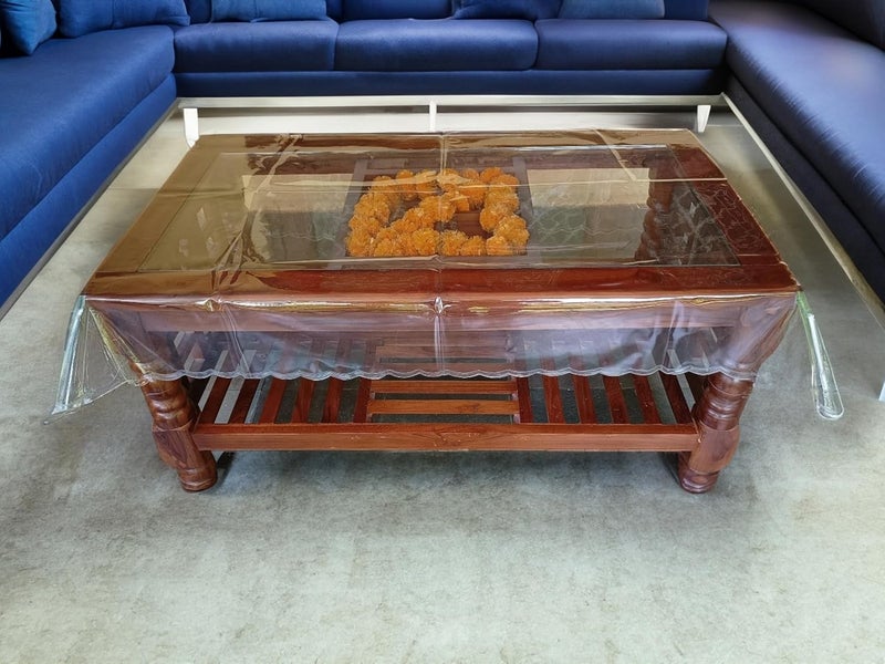 Nimmi Water Dust Proof PVC Rectangular Transparent Centre Table Cover 32 50 Inch  - Image 1