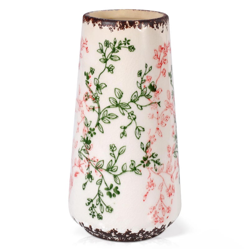 GUKJOB Ceramic Vase, GUKJOB Small Cute Flower Vase for Pampas Grass, Home, Living Room, Dining Table, Farmhouse, Office Decor, Bedroom, Table, and Kitchen Shelf (Green & Pink-A) - Image 1