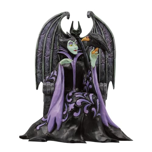 Enesco Disney Traditions Collection by Jim Shore Sleeping Beauty Maleficent Sitting on Throne Figurine Resin Hand Painted Crafted Disney Halloween Collectible Figurines Home Decor Statue 4 Inch - Image 1