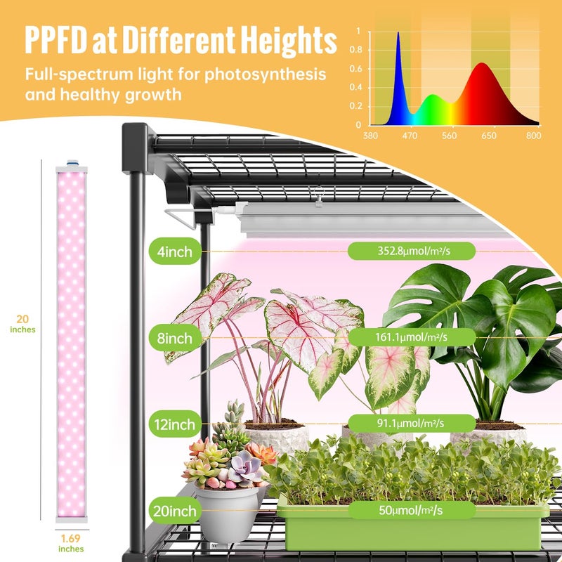 SpeePlant Indoor Greenhouse with Grow Light, 4-Tier Plant Stand with Zippered PVC Tent, Ventilation Window, Bottom Pouch, 20W Full Spectrum Plant Light with Timer for Seed Starting, 27"L x 19"W x 59"H - Image 4