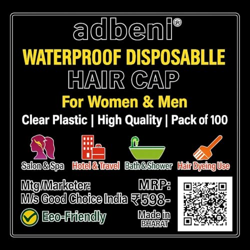 Adbeni Waterproof Disposable Hair Cap for Women & Men Pack of 100, Clear Plastic Spa, Salon, Hotel, Travel & Dyeing Use High Quality Bath Shower Protection Hat for Bathroom & Beauty Treatments - Image 2