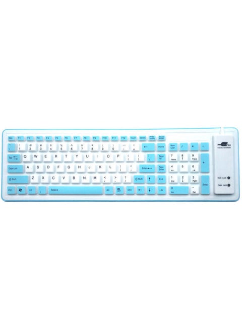 103 Key Silicone Soft Keyboard Mute Waterproof Dustproof Wired Usb Soft Keyboard Portable Keypad A Generation Of Hair-Color:Blue