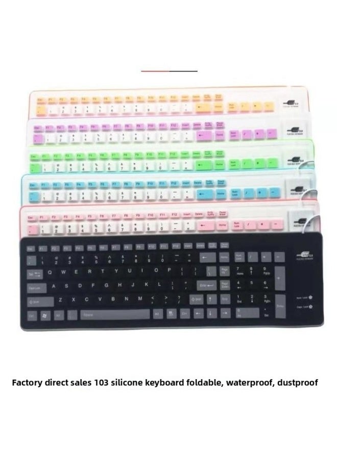Generic - 103 Key Silicone Soft Keyboard Mute Waterproof Dustproof Wired Usb Soft Keyboard Portable Keypad A Generation Of Hair-Color:Blue - Image 1