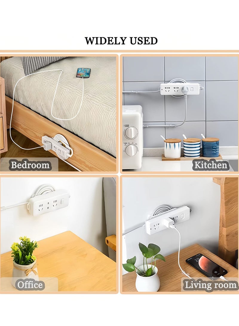 6 Pcs Power Strip Holders, Socket Fixers 360° Rotation Self Adhesive Desktop Socket Fixers Punch-Free Power Strip Holders for Kitchen Home Office Cable Management - Image 2