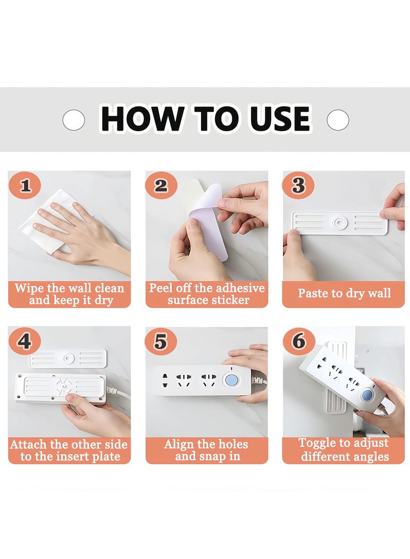 6 Pcs Power Strip Holders, Socket Fixers 360° Rotation Self Adhesive Desktop Socket Fixers Punch-Free Power Strip Holders for Kitchen Home Office Cable Management - Image 4
