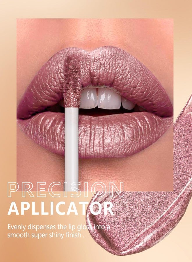 MAKI YIKA Metallic Pink Lipstick for Women Nude Lipsticks Long Lasting Shine Glitter Lipstick No Smudge No Transfer Liquid Lip Gloss (BR010 Sweet Sugar) - Image 4