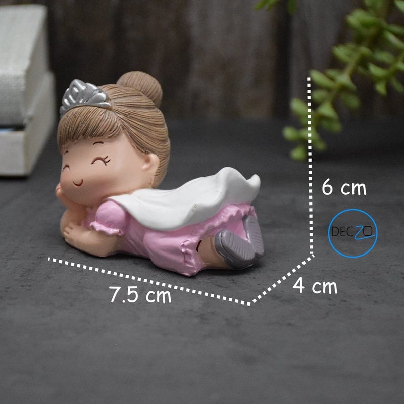 DECZO Combo Of Miniature Flying Crown Girl And Boy Resin Showpieces For Gift And Home Decor (Set of 2), Multi Colour - Image 5
