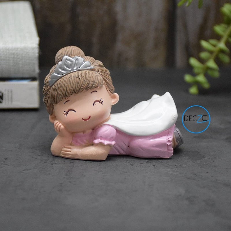 DECZO Combo Of Miniature Flying Crown Girl And Boy Resin Showpieces For Gift And Home Decor (Set of 2), Multi Colour - Image 3