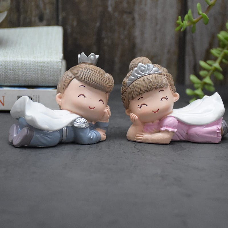 DECZO Combo Of Miniature Flying Crown Girl And Boy Resin Showpieces For Gift And Home Decor (Set of 2), Multi Colour - Image 1