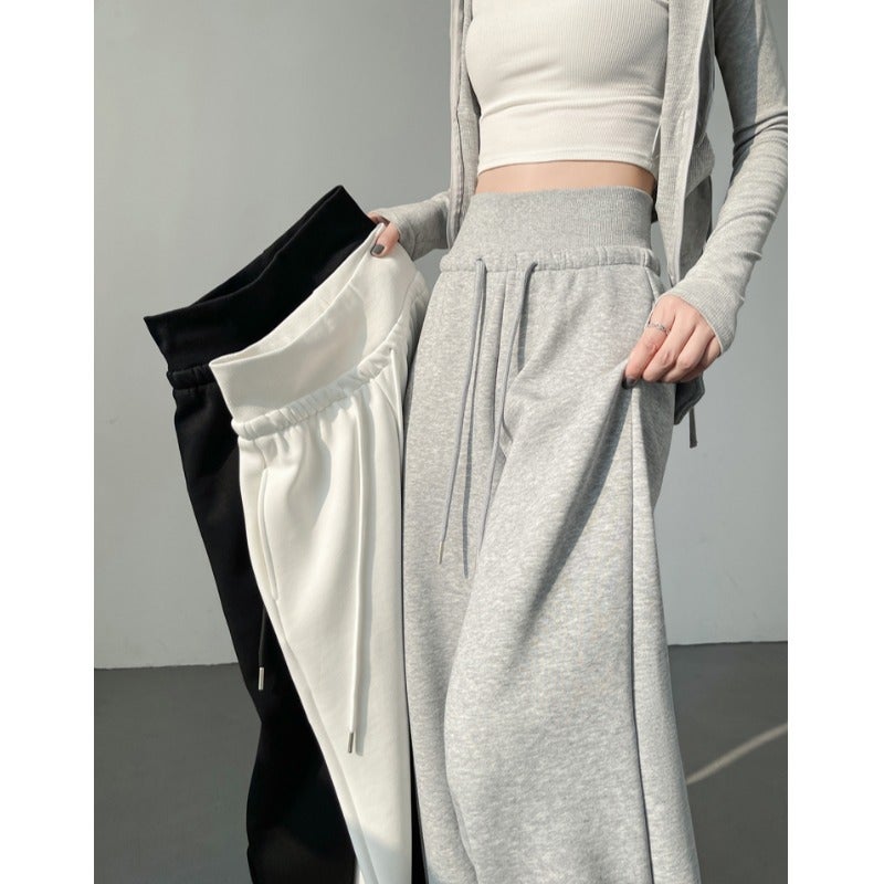 American Gray Sports Pants For Children 15 Junior High School Students 13 Girls 12-Year-Old Children'S Wide-Legged Floor Pants - Image 2