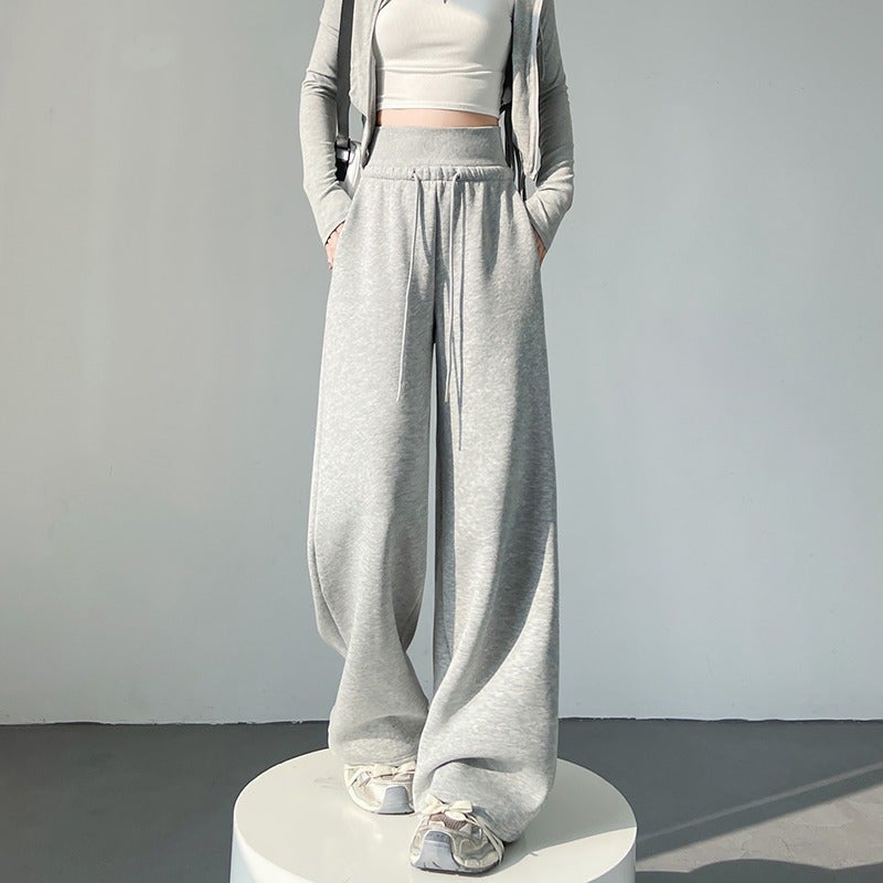 American Gray Sports Pants For Children 15 Junior High School Students 13 Girls 12-Year-Old Children'S Wide-Legged Floor Pants - Image 4