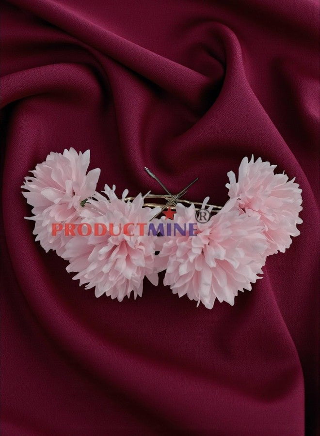 PRODUCTMINE دبابيس شعر العروس من PRODUCTMINE®، دبابيس شعر ذهبية فاخرة مزينة بزهور صناعية كبيرة وردية فاتحة (5.5 سم)، دبابيس شعر للنساء والفتيات لحفلات الزفاف - طقم من 4 قطع - Image 2