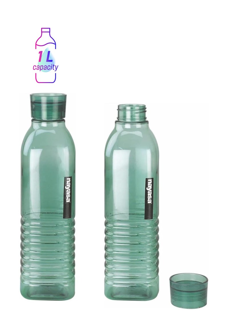 Dorino Plastic Fridge Water Bottle 1.0L Capacity Set of 2 Pcs Green