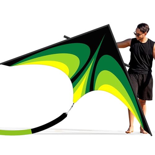 SGftre Delta Kite for Kids AdultsExtremely Easy to Fly for BeginnersKites for Beach Trip Park Family Outdoor Activities Speed Triancle 275 m Green Extra Large - Image 1