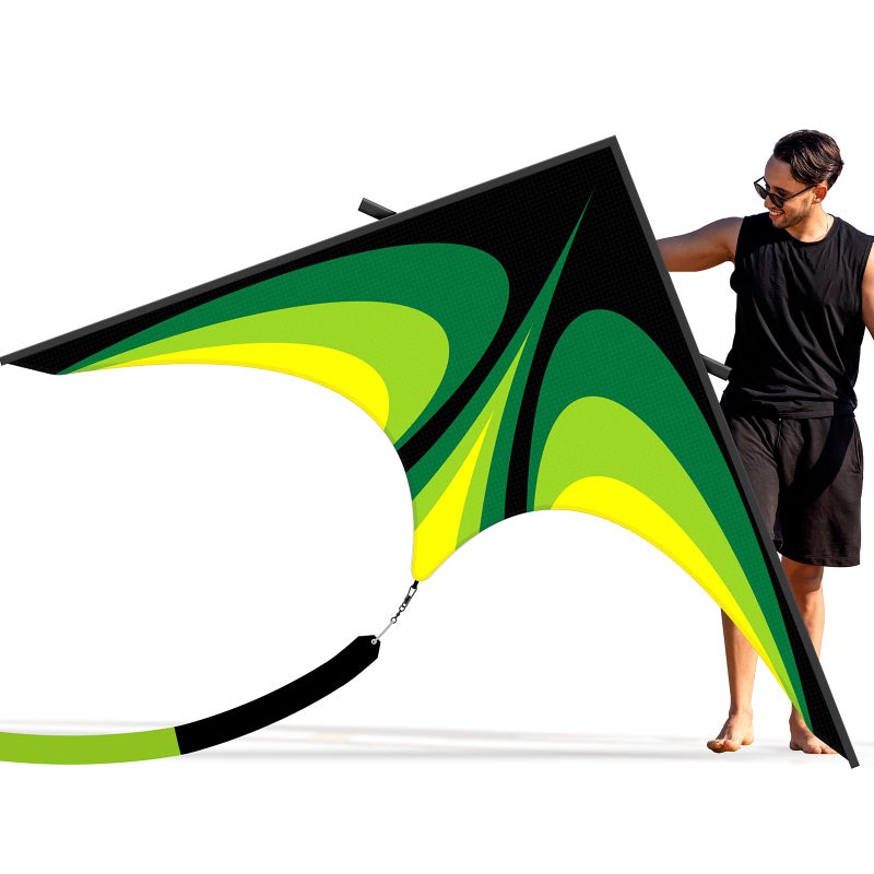 SGftre Delta Kite for Kids AdultsExtremely Easy to Fly for BeginnersKites for Beach Trip Park Family Outdoor Activities Speed Triancle 275 m Green Extra Large - Image 2