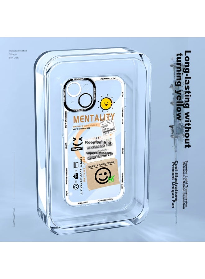 Xp Compatible With Apple 13 Phone Case, Full Lens Protection, Iphone 13 Transparent Soft Case, Heat Dissipation Silicone Cartoon Ultra-thin, For Men And Women, Shockproof, High-end Feel - Blue Frame, Don't Get Angry - Image 2